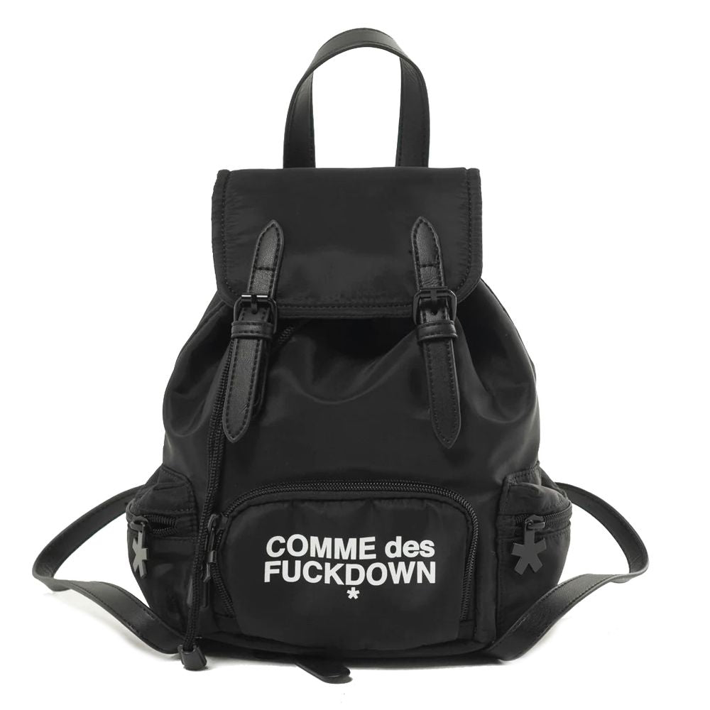 Sleek Black Nylon Backpack with Logo Detail