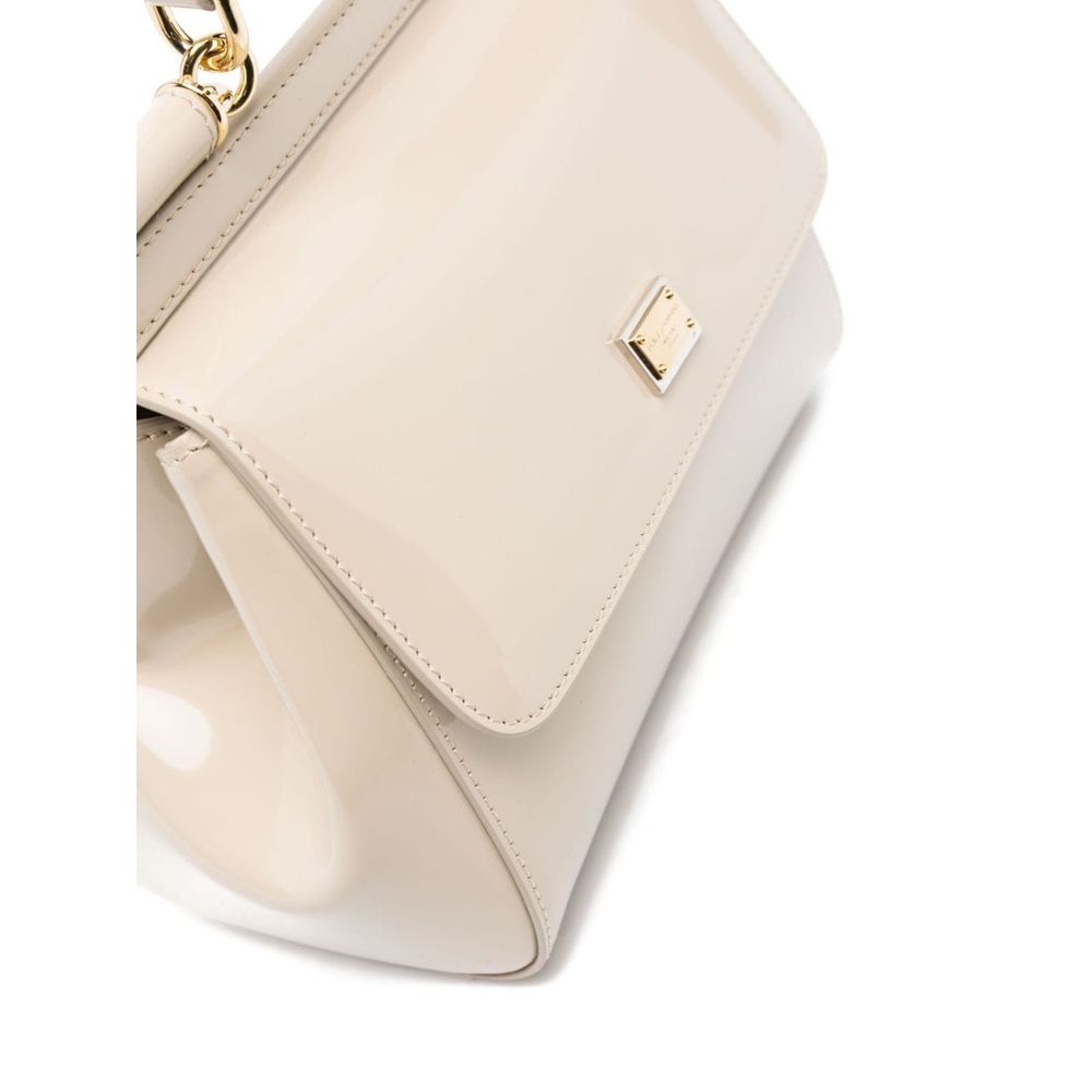 Elegant Patent Leather Sicily Bag in Beige