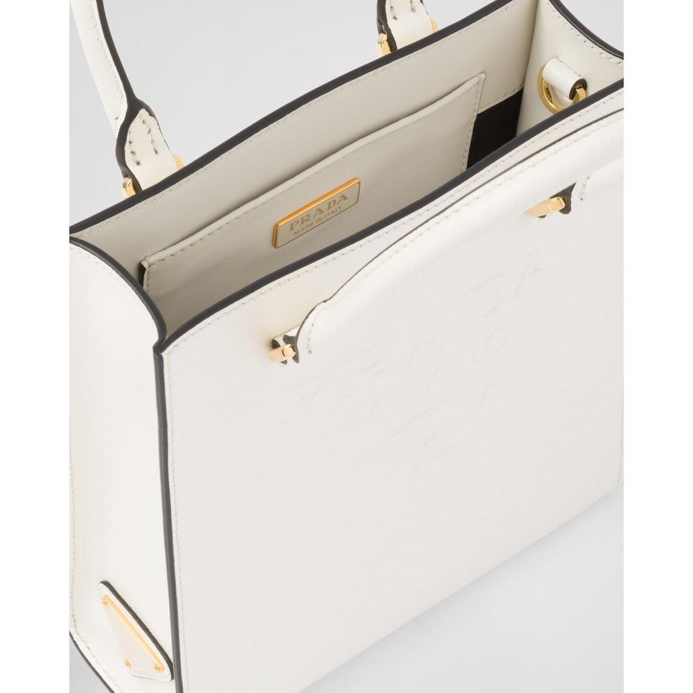 Elegant White Saffiano Leather Handbag