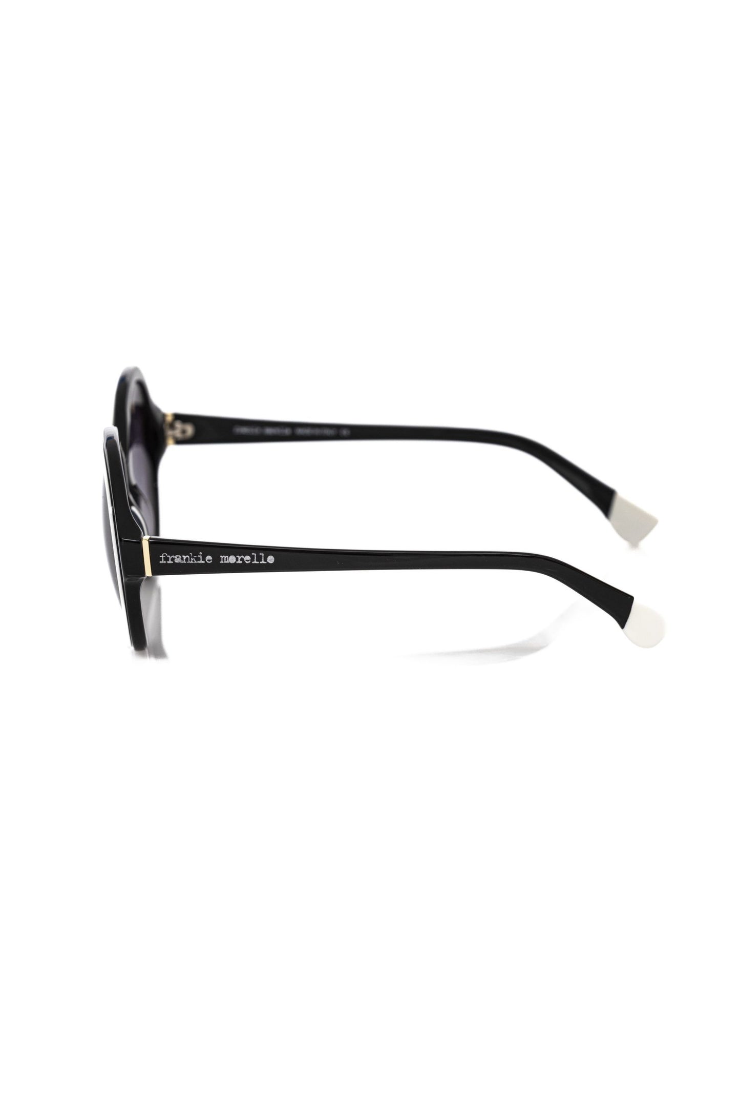 Elegant Black Round Sunglasses with White Accent