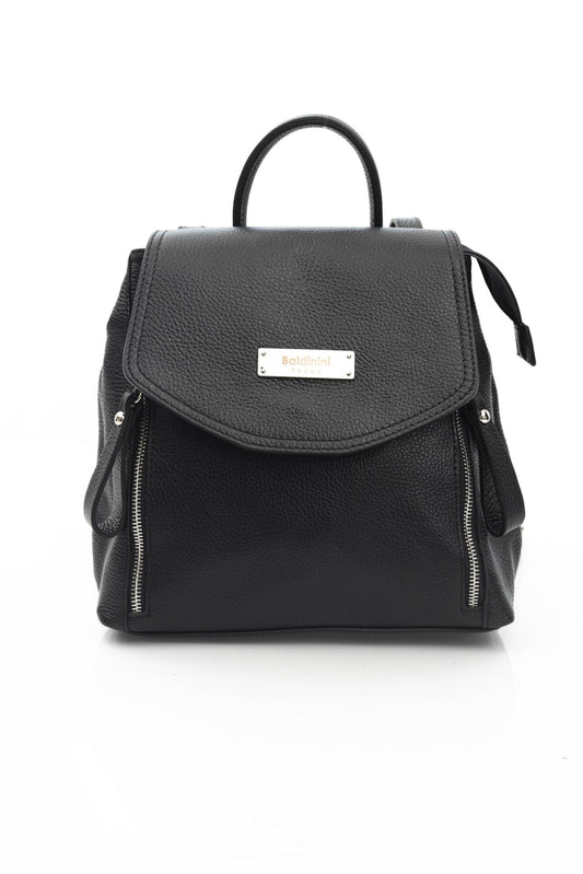 Elegant Leather Backpack with Logo Detail