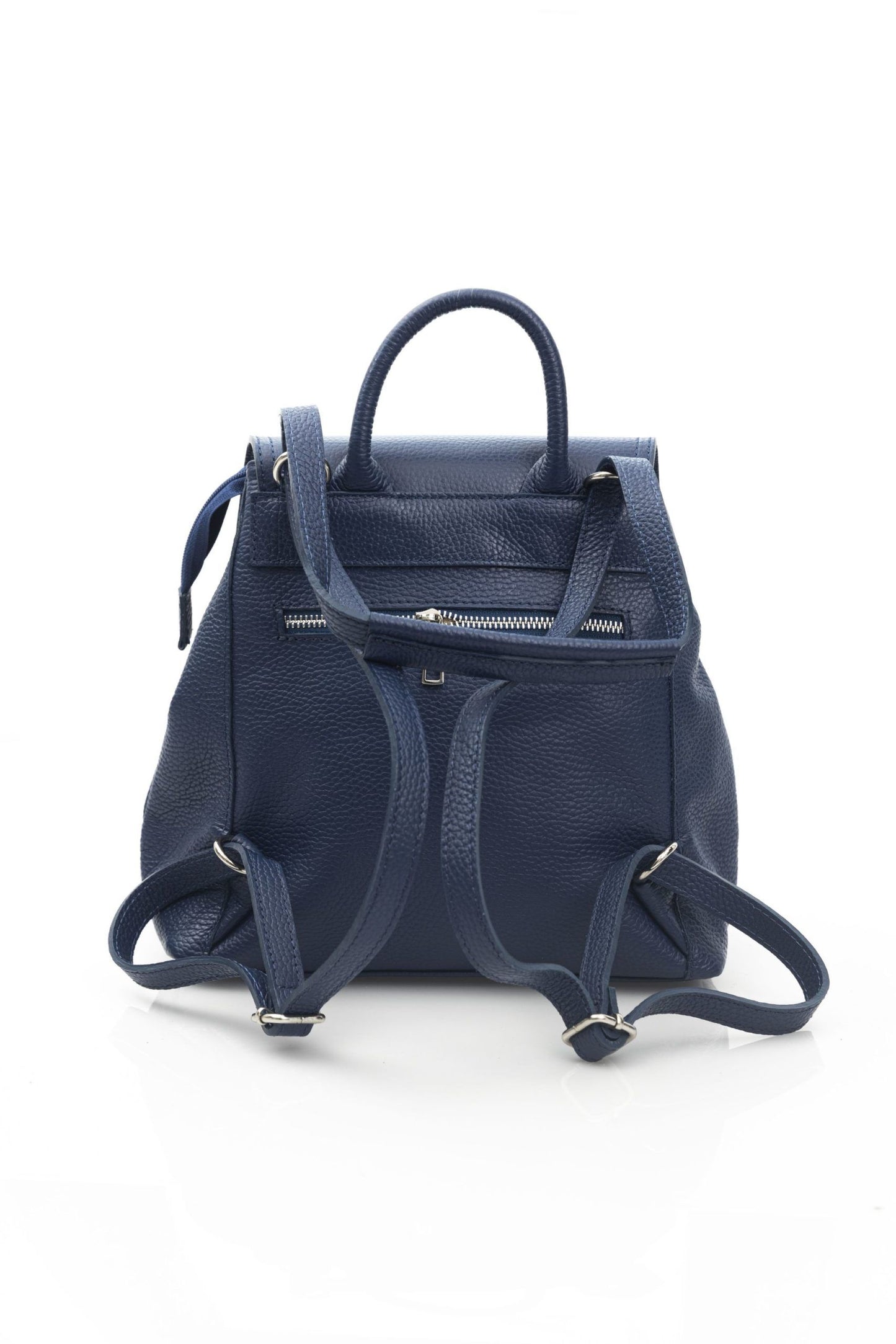 Chic Blue Leather Backpack with Flap & Button