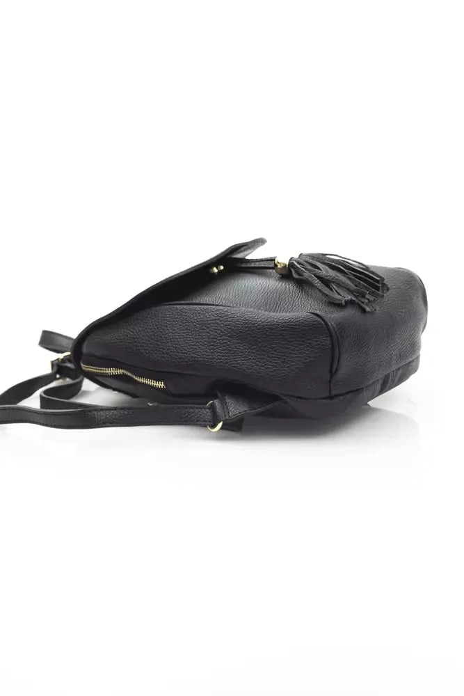 Elegant Leather Backpack with Golden Accents