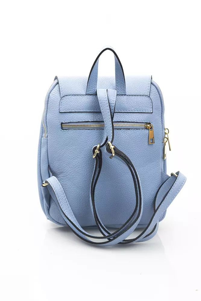 Elegant Light-Blue Leather Backpack