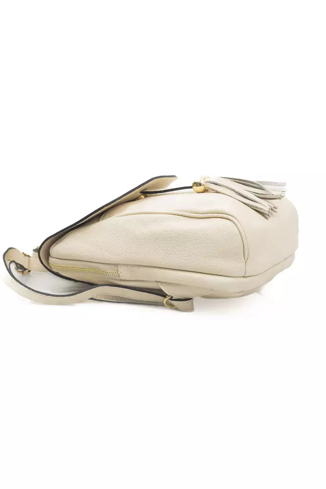 Chic Beige Leather Backpack for Day-to-Day Elegance