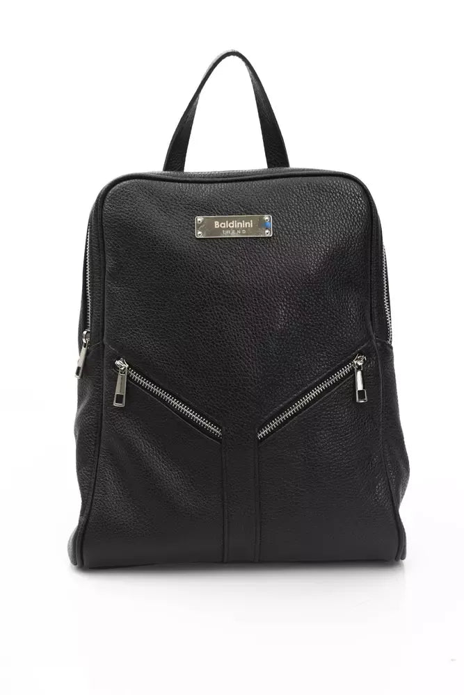 Elegant Black Leather Backpack