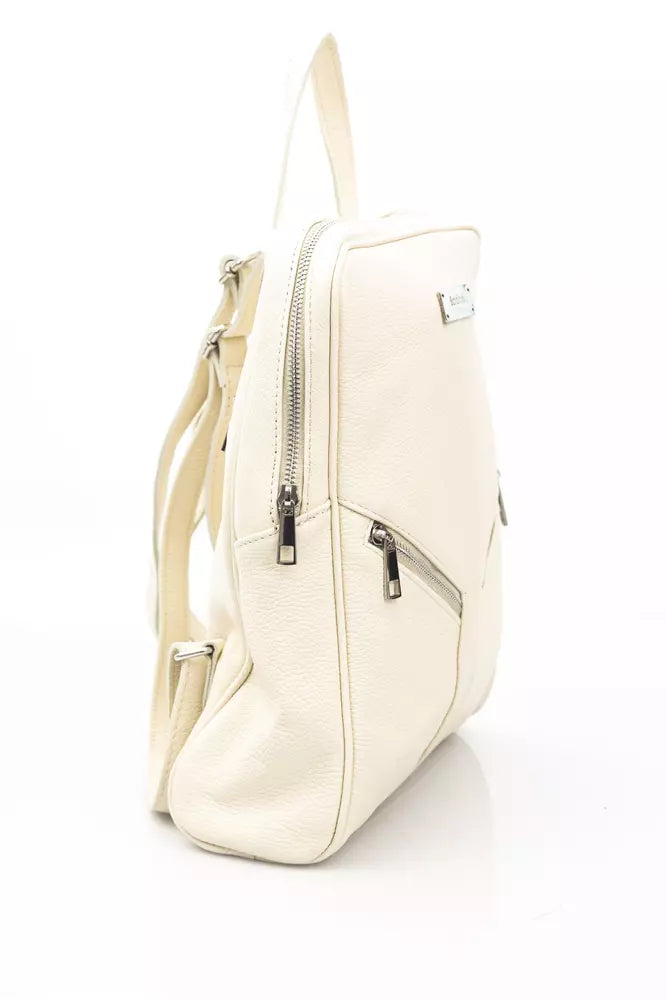 Elegant Beige Leather Backpack