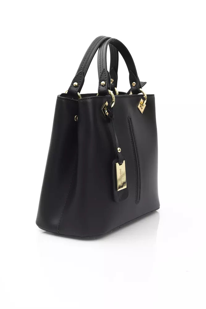 Elegant Black Leather Top Handle Bag