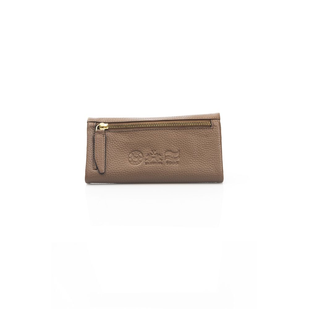 Elegant Brown Leather Wallet with Flap Closure