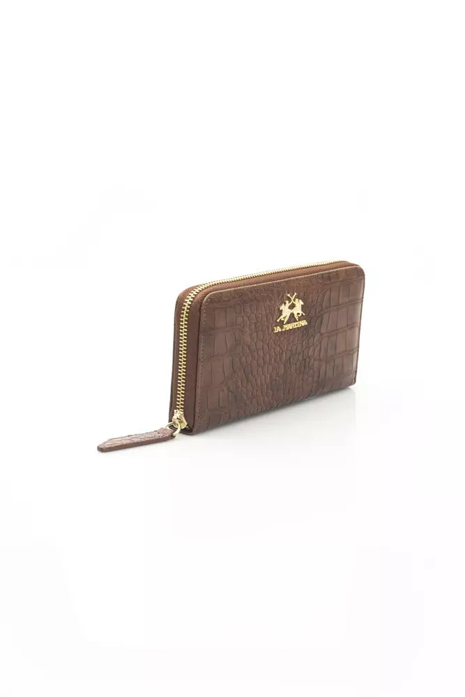 Elegant Brown Leather Zip Wallet