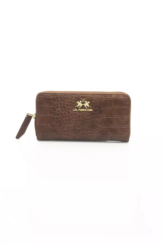 Elegant Brown Leather Zip Wallet