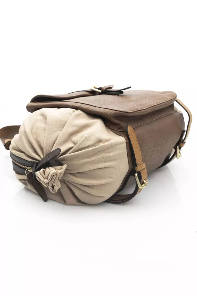 Elegant Beige Leather Backpack