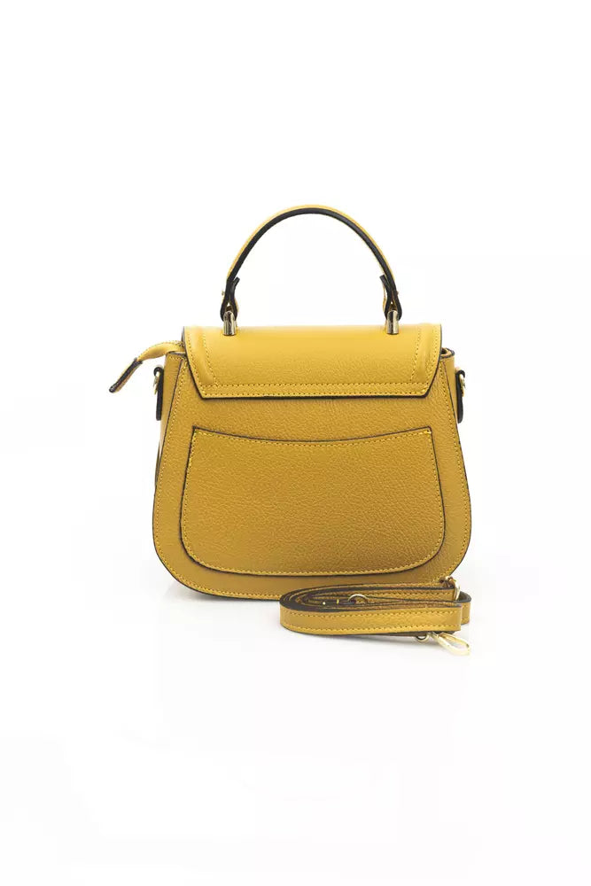 Golden Yellow Elegance Leather Shoulder Bag