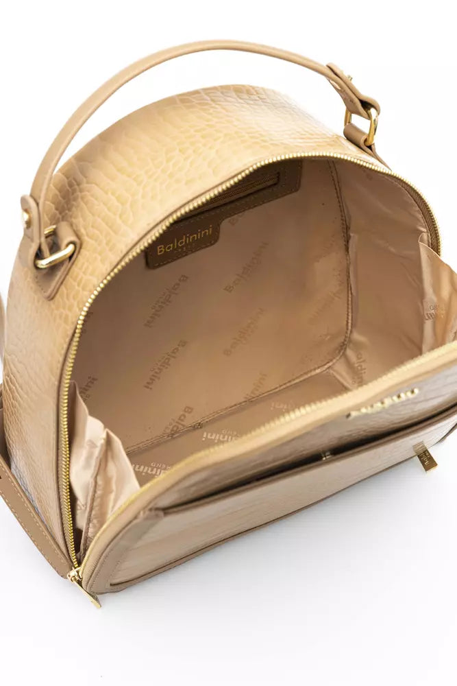 Elegant Beige Backpack with Golden Accents