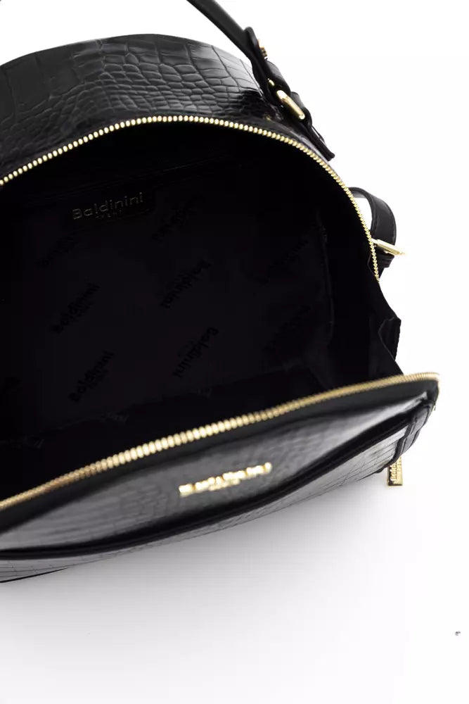 Chic Black Backpack with Golden Accents