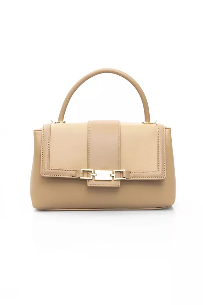 Beige Chic Shoulder Bag with Golden Details