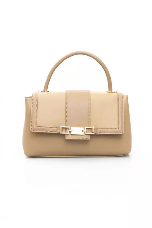 Beige Chic Shoulder Bag with Golden Details