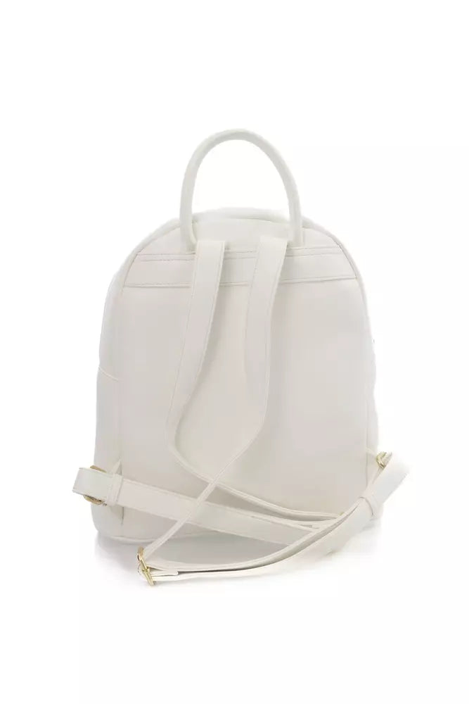 Chic White Backpack with Golden Accents