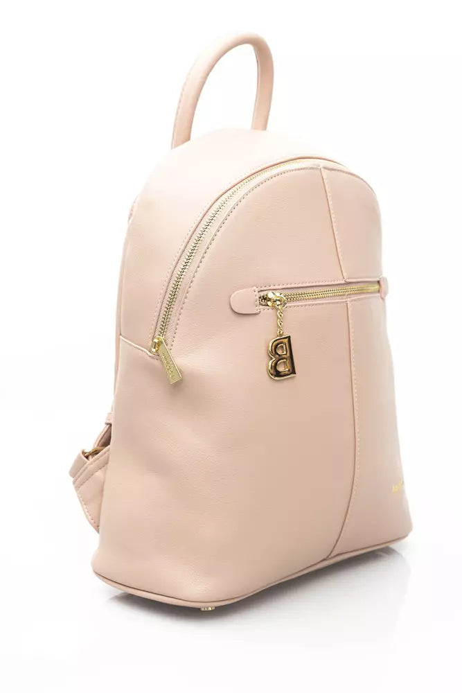 Elegant Golden-Detailed Pink Backpack