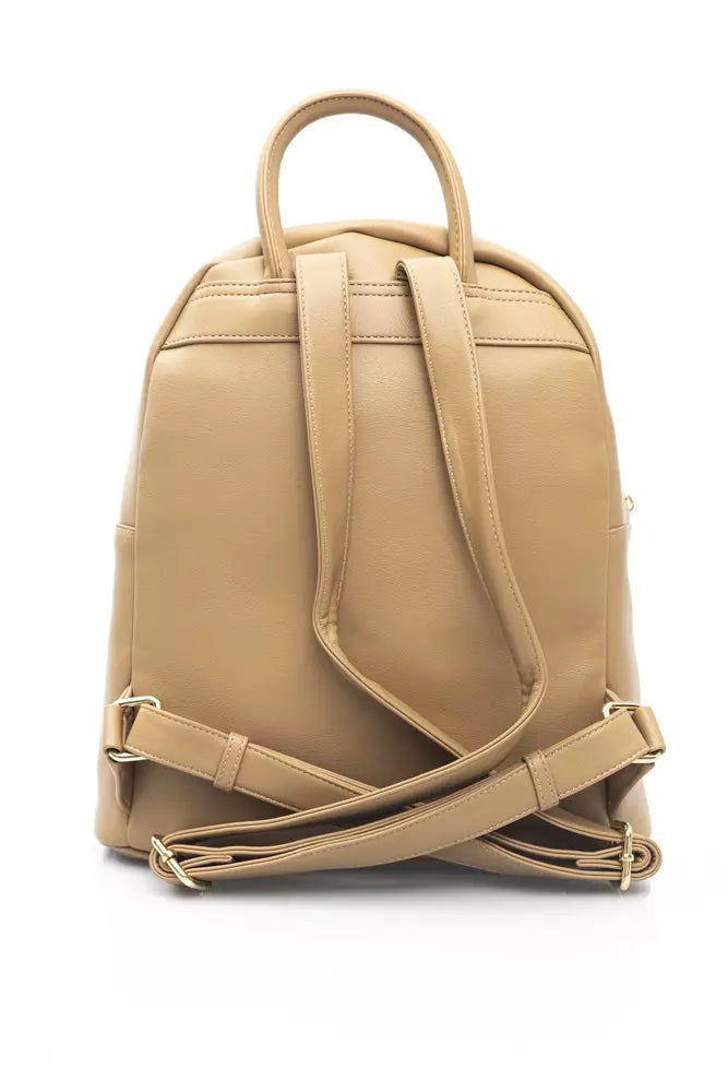 Chic Beige Backpack with Golden Accents