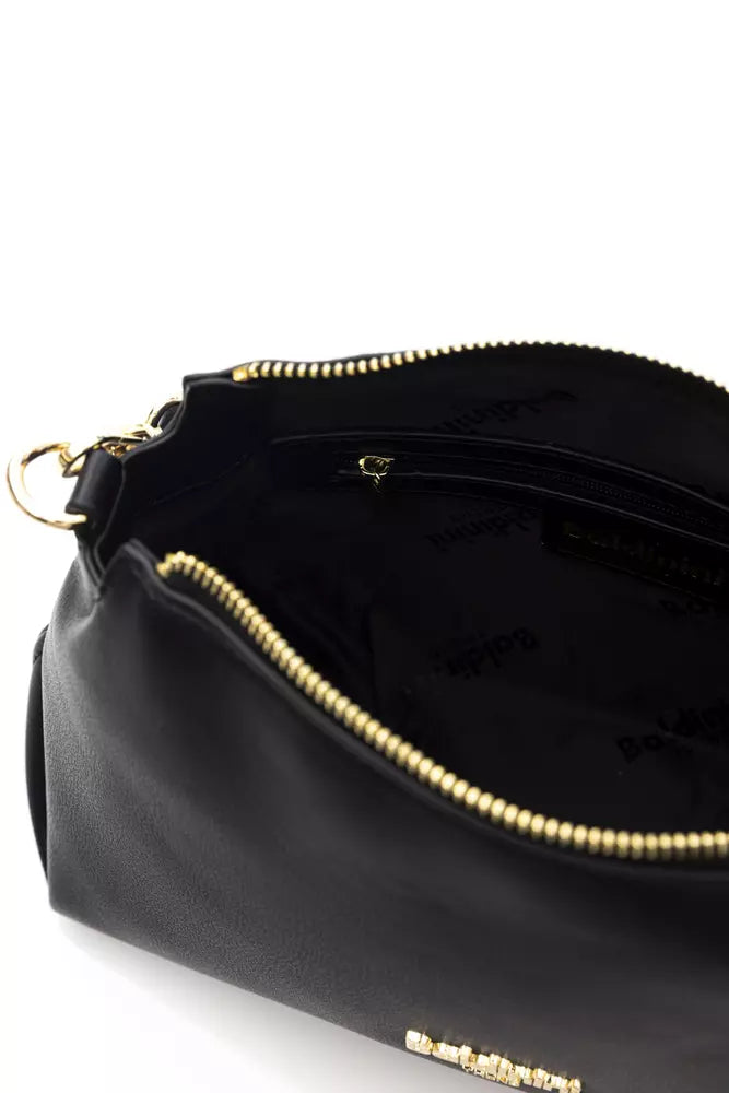 Elegant Black Golden-Detailed Shoulder Bag