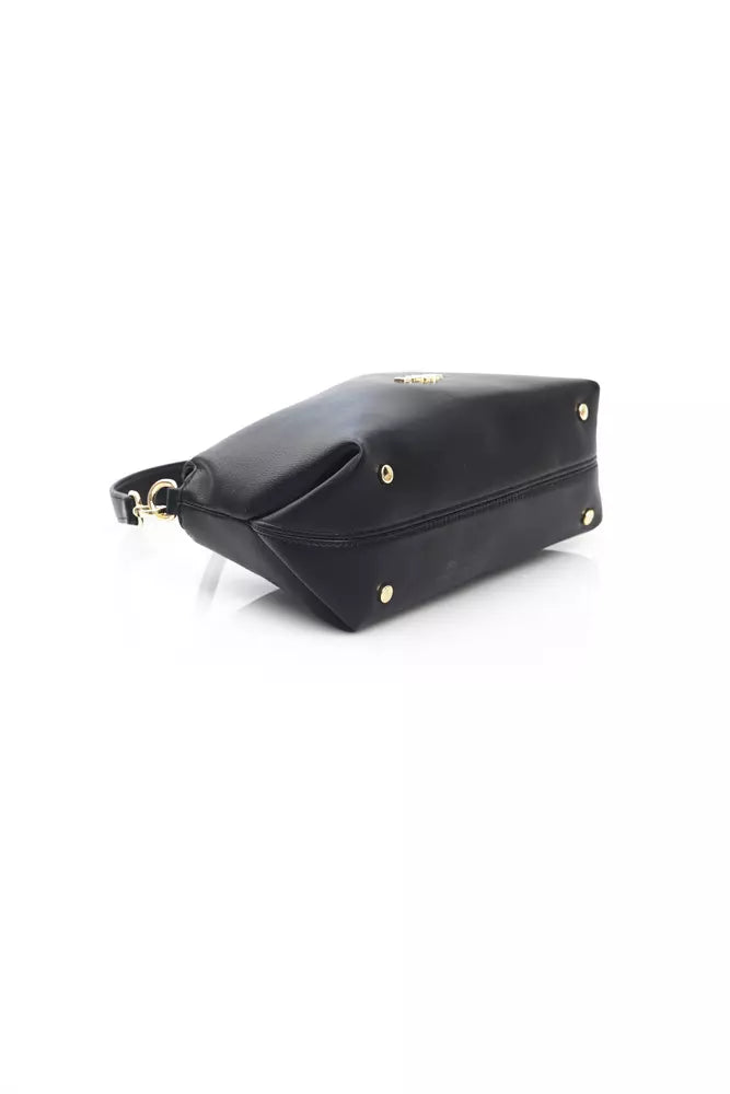 Elegant Black Golden-Detailed Shoulder Bag