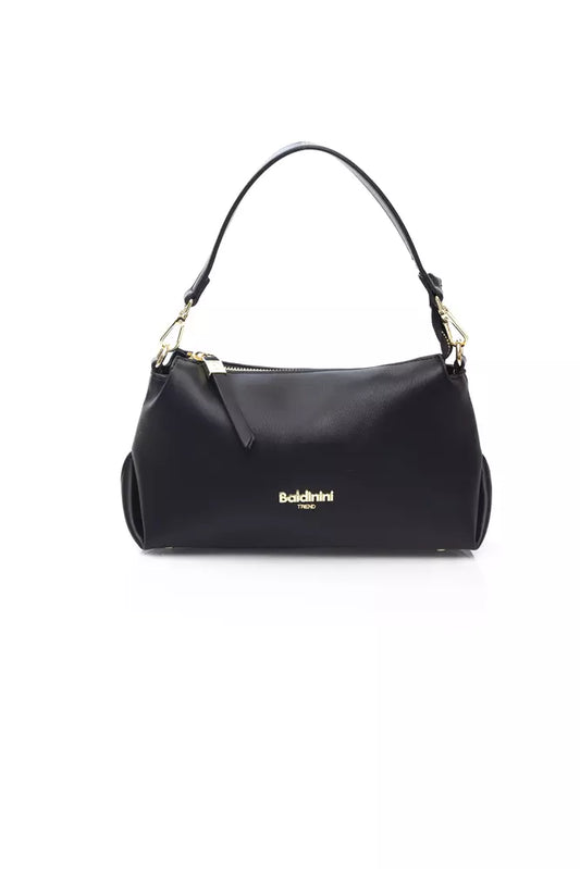 Elegant Black Golden-Detailed Shoulder Bag