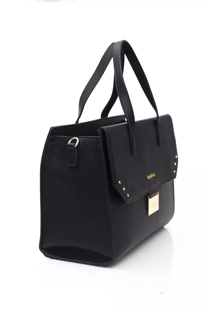 Elegant Black Polyethylene Shoulder Bag