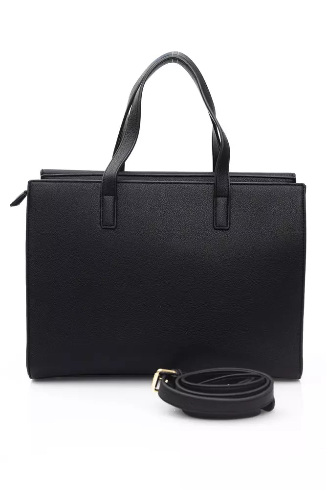 Elegant Black Polyethylene Shoulder Bag