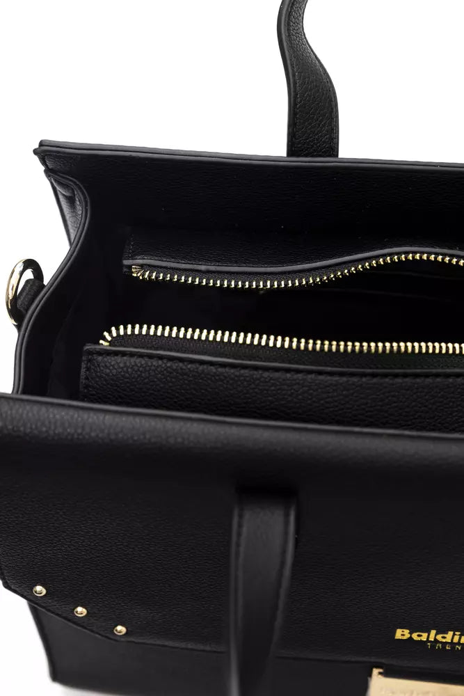 Elegant Black Polyethylene Shoulder Bag