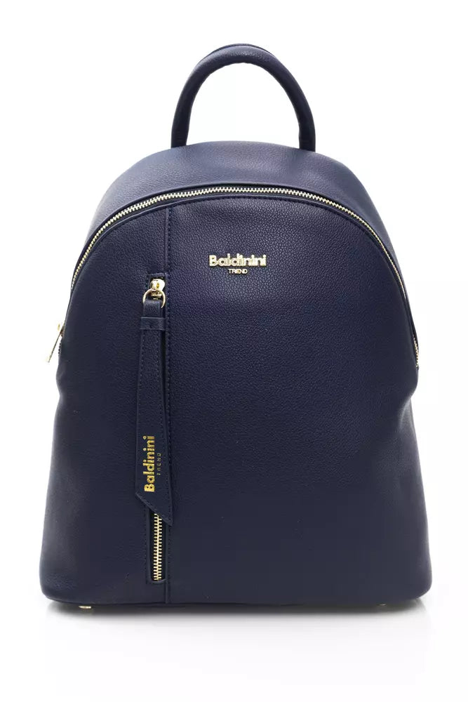 Elegant Blue Backpack with Golden Accents