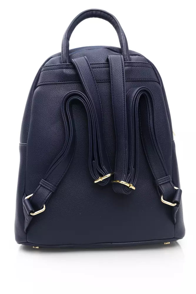 Elegant Blue Backpack with Golden Accents