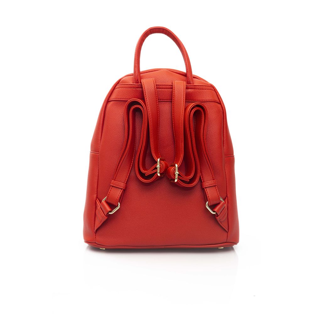 Chic Red Backpack with Golden Accents