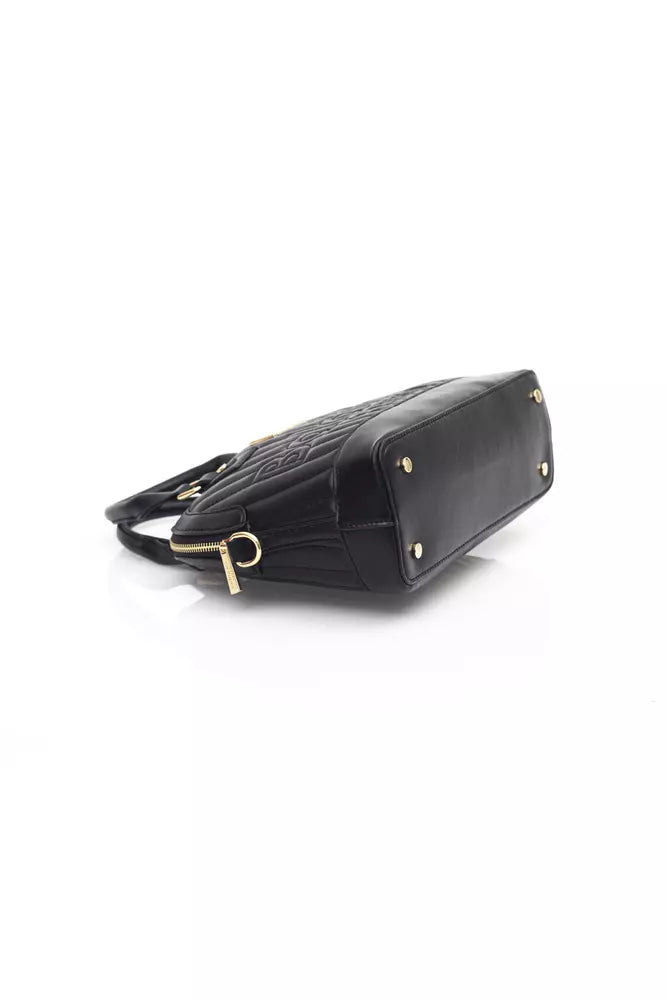 Elegant Black Shoulder Bag with Golden Accents