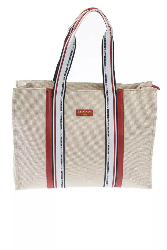 Elegant White Shoulder Bag with Logoed Lining