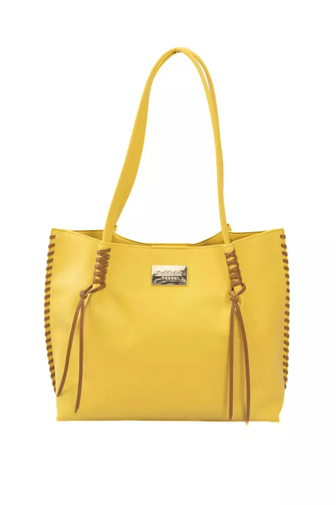 Chic Yellow Handbag with Golden Accents