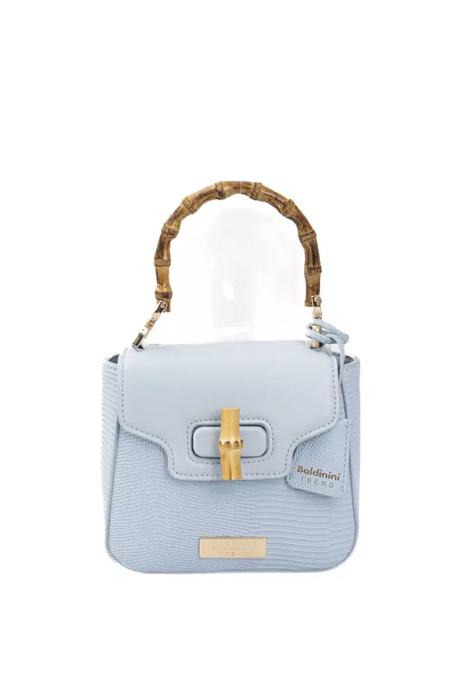 Elegant Light Blue Shoulder Bag with Golden Accents