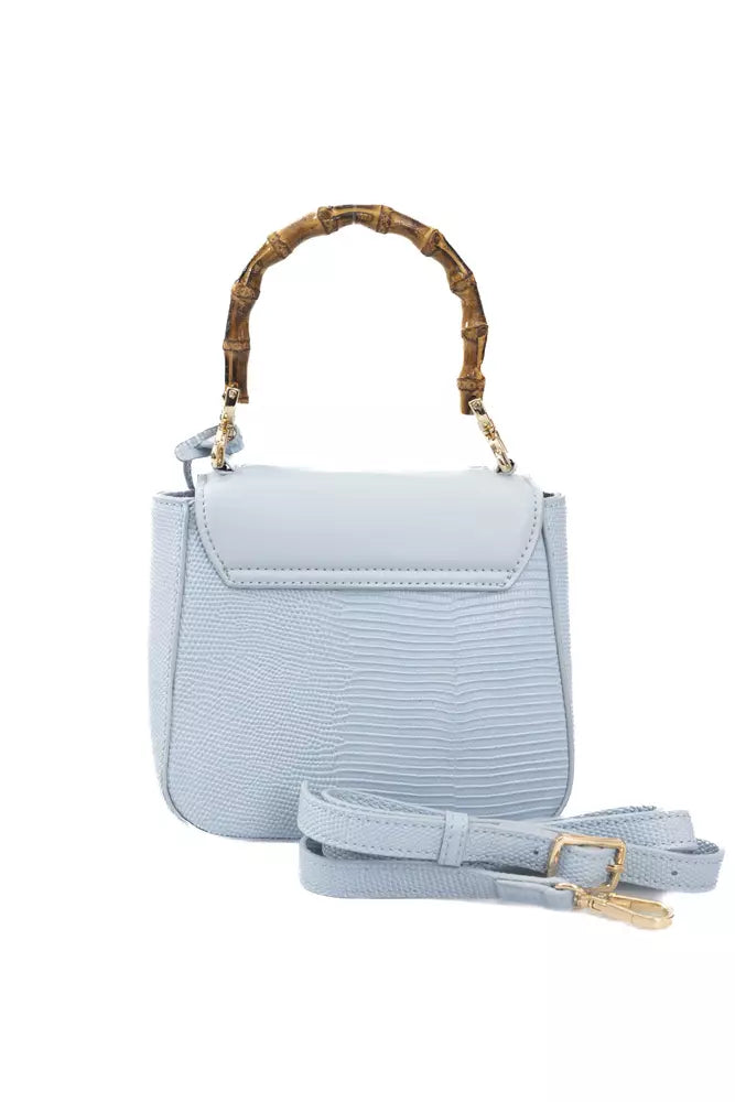 Elegant Light Blue Shoulder Bag with Golden Accents