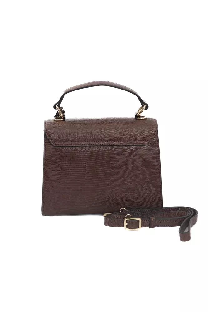 Elegant Brown Shoulder Flap Bag with Golden Accents