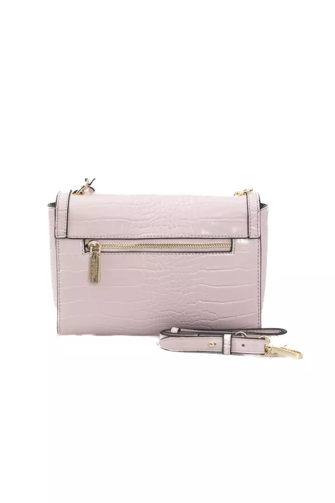 Elegant Pink Shoulder Flap Bag with Golden Accents