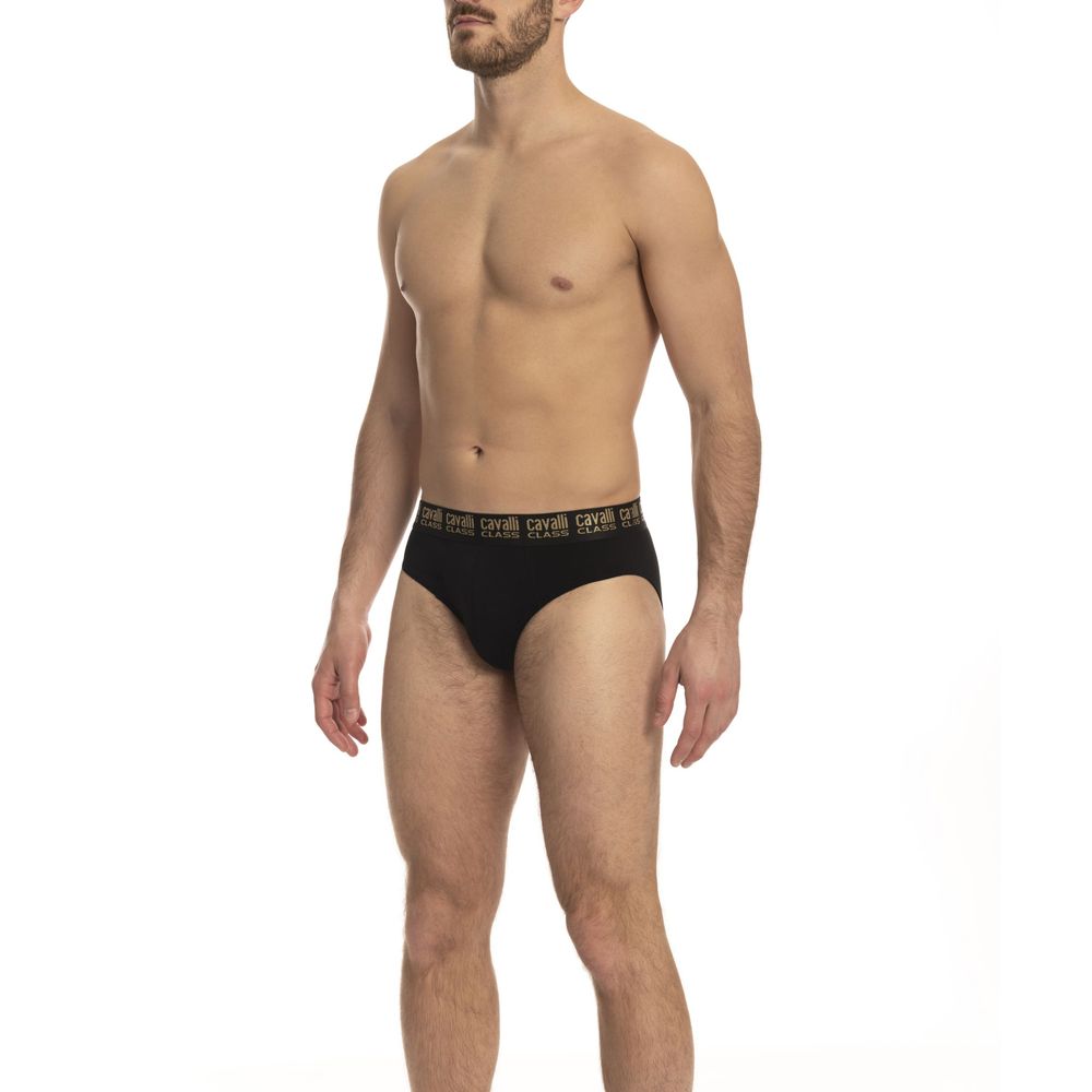 Elegant Black Logo Band Briefs Duo