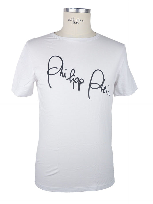 Elasticized White Tee with Signature Print