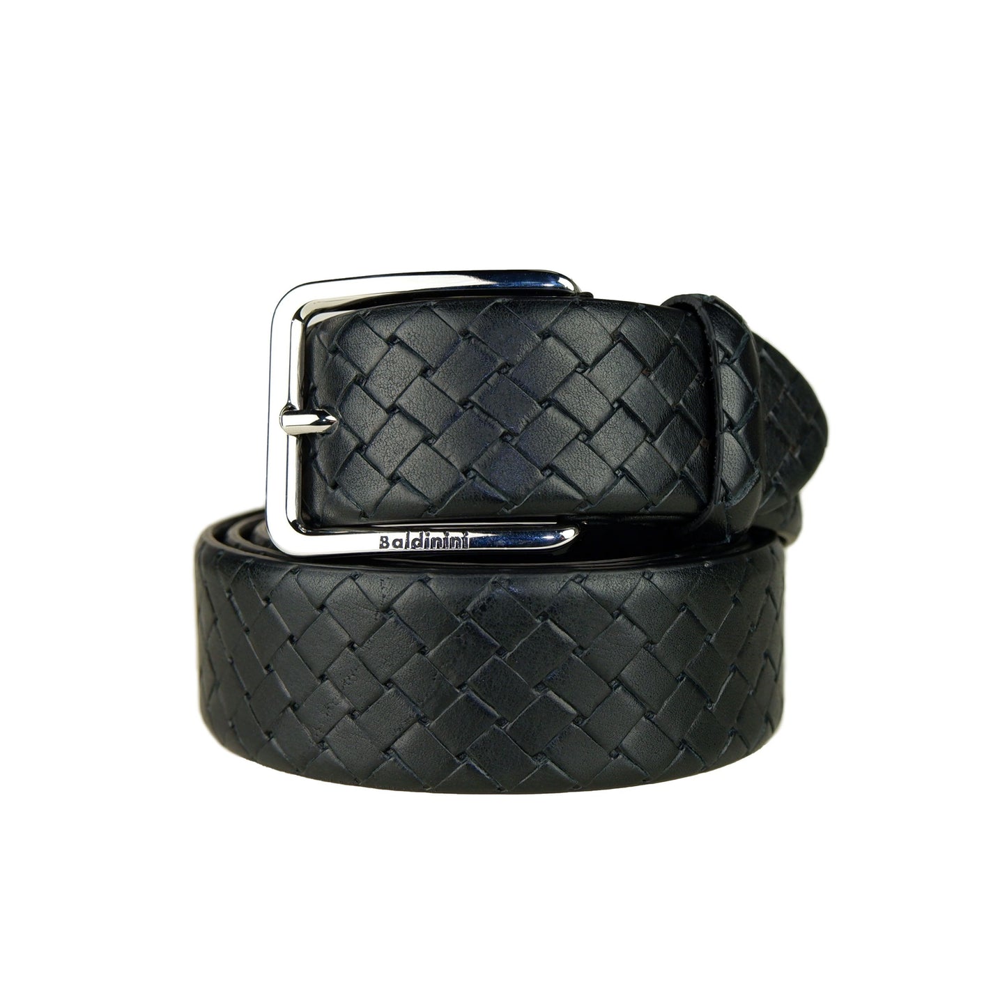 Elegant Woven Calfskin Men's Belt - Black