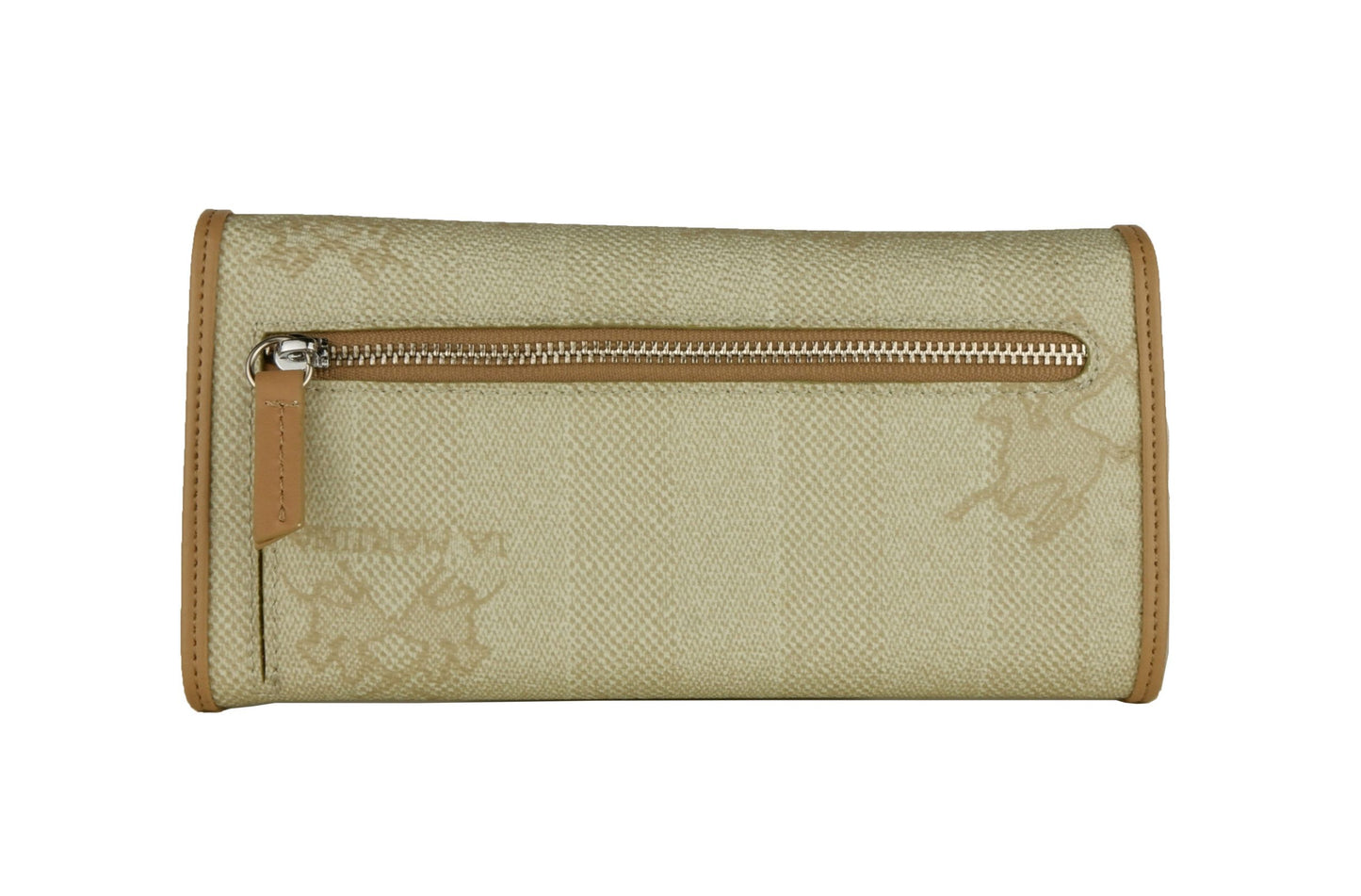 Elegant Beige Designer Wallet with Logo Accent