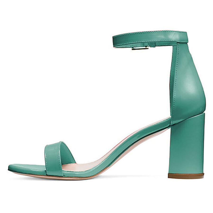 Chic Light Blue Patent Leather Sandals