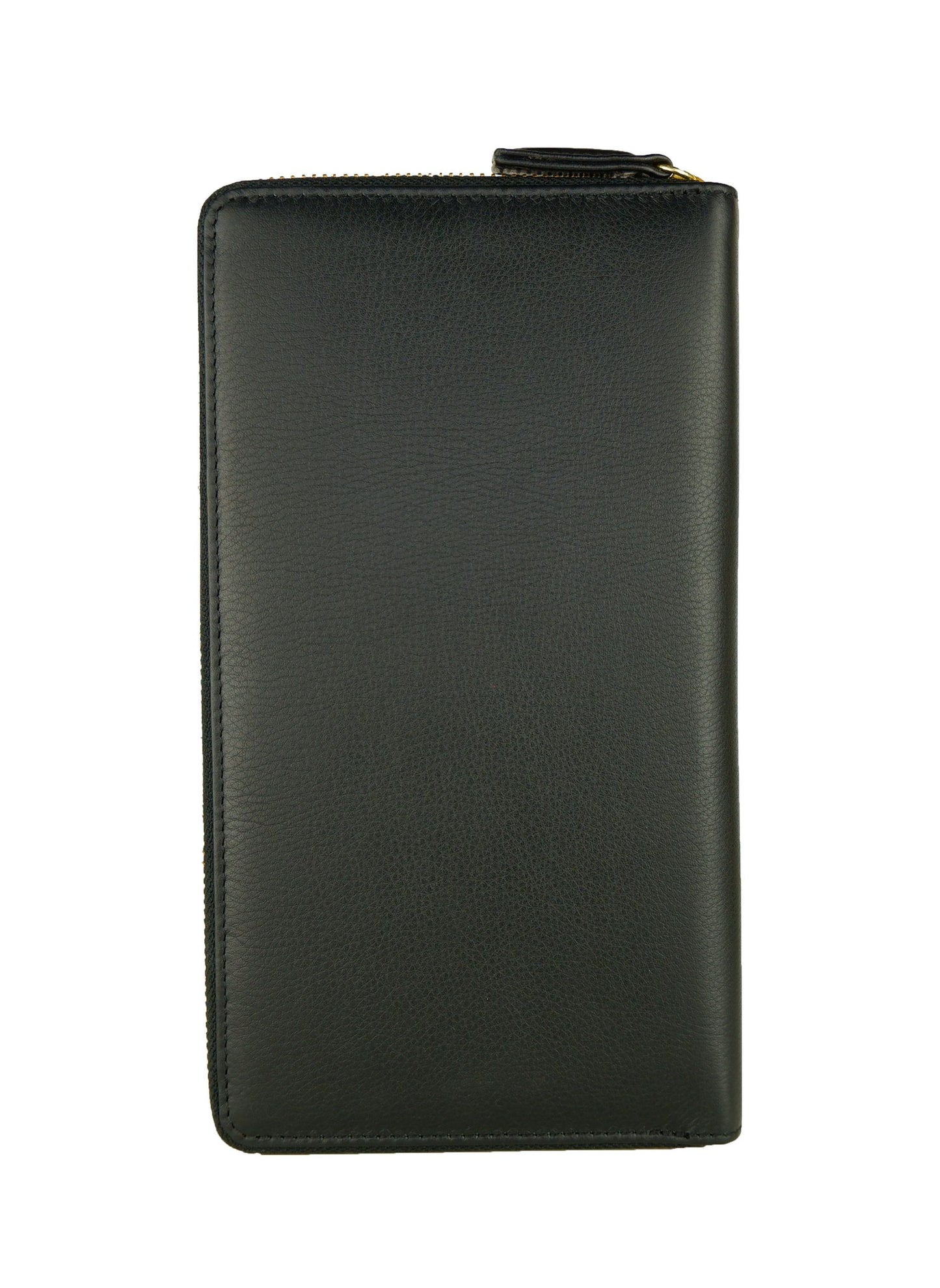 Elegant Black Leather Wallet with Red Interior