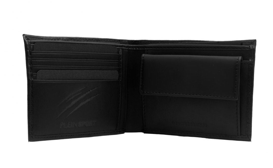 Sleek Black Wallet with Embossed Logo