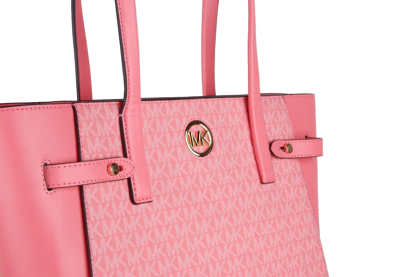 Chic Pink Monogram Shoulder Bag with Logo Detail