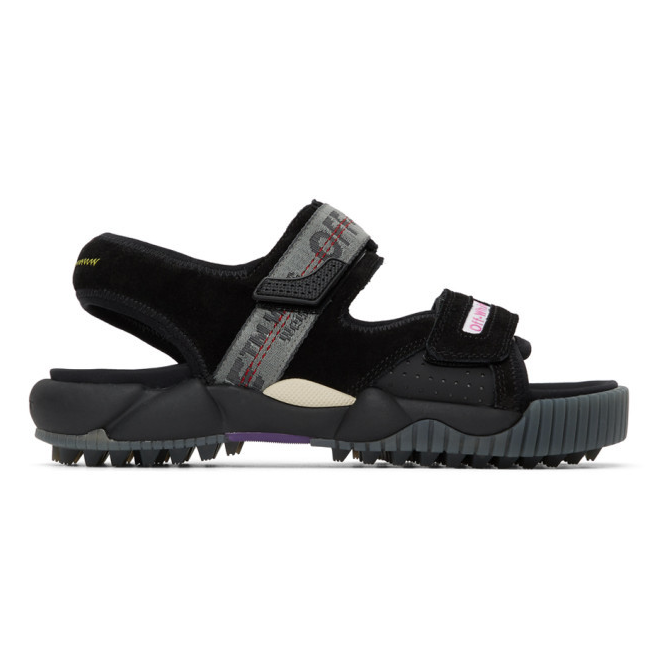 Elegant Trekking Sandals in Black with Suede Accents