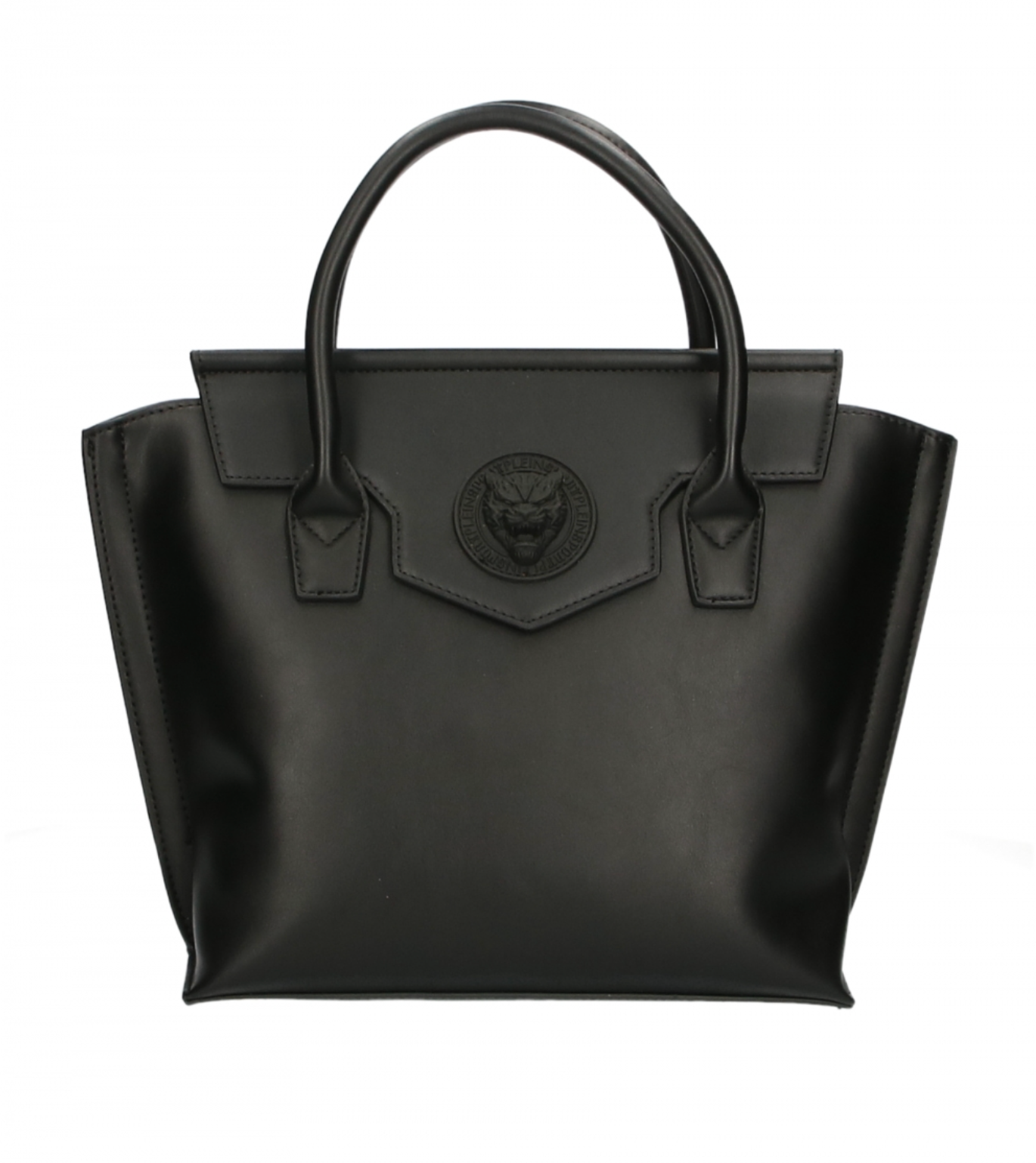 Sleek Black Tote with Chic Logo Detail